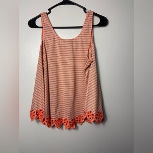 American Rag Pink and Orange Striped Tank Top